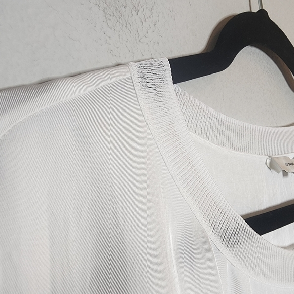 NWT Vince Rib Trim White Long Sleeve Top Triacetate women's size 3X - Picture 2 of 16